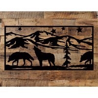 Wolf Metallschild, Hütte, Wand, Zuhause, Outdoor, Berg von BuffaloCustomsLLC