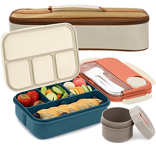 Bugucat Lunchbox Kinder mit Fächern 1300ML, Bentobox Lunchbox kinder mit 4 Fächern, Frühstücksbox Erwachsene Nachhaltig Kinder Brotdose, Vesperbox Brotbüchse zum Schule Arbeit Picknick Mikrowellenfest von Bugucat