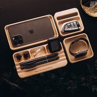 Benutzerdefinierte Schreibtisch Organizer Personalisierte Herren Geschenk Holz Lagerung Monogramm Geschenke Büro Dekor Für Ehemann von BusyPuzzle