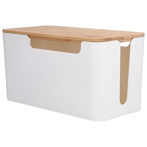 BuyWeek Kabelmanagement Box, kleine Kabel Organizer Box mit Holzdeckel für Kabel Hider TV Kabel Router Computer Kabel von BuyWeek