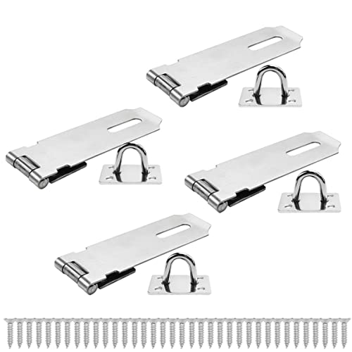 Bwintech 4 Stück Vorhängeschloss Hasp Latch Locks 5 Zoll (125mm) 304 Edelstahl Türschloss Hasp Latch Hasp für Tür Schuppen Tor Schrank mit Schraube Nickel gebürstet von Bwintech