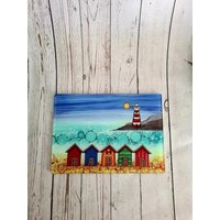 Strandhütte Gehärtetes Glas Schneidebrett, Tischsets, Strand, Sommerzeit, Hot Pot Stand, Strukturiertes Glas von ByJoCraftsArt