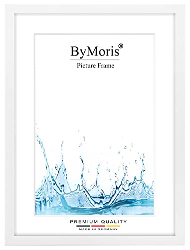 ByMoris Bilderrahmen nach Maß 33 x 43 cm in Weiss Matt mit Antireflex-Acrylglas, Poster Puzzle Portrait Foto Holz Rahmen von ByMoris