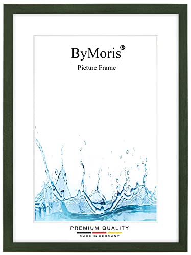 ByMoris Bilderrahmen nach Maß 30 x 42 cm in Grün gewischt mit Antireflex-Acrylglas, Poster Puzzle Portrait Foto Holz Rahmen von ByMoris