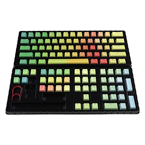 Mechanische Tastatur-Tastenkappen mit Hintergrundbeleuchtung, 108 Stück, PBT-Tastenkappen, transparenter Schriftzug für Tastenkappen, Ersatzfarbe, Sub-1 Regenbogen-Tastenkappen-Set von Bydezcon