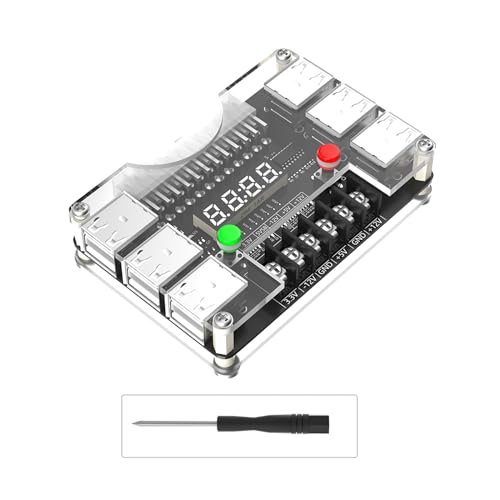 Netzteil-Breakout-Board und Acrylgehäuse-Set, einstellbare Spannungen, Drehknopf, unterstützt 3,3 V, 5 V, 12 V, -12 V, ATX24-polige Breakout-Platine von Bydezcon