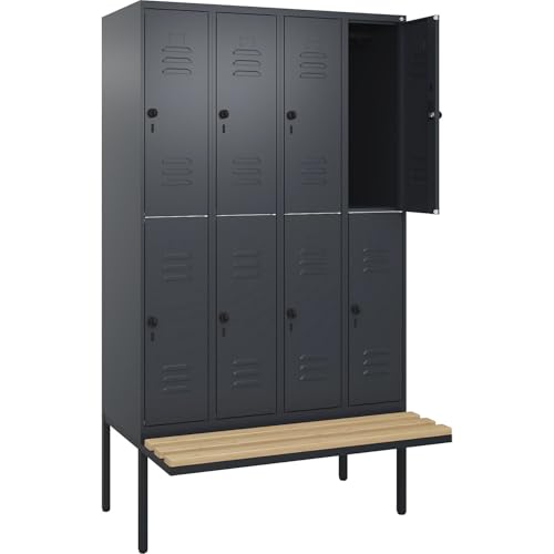 C+P | Doppelstock-Spind Classic Plus Sitzbank | 4 Abteile | grau | B 1200 mm | Sicherheits-Drehriegel | auskragend | Buche-Hartholz C+P | Doppelstock-Spind Classic Plus Sitzbank | 4 Abteile | grau | B 1200 mm | Sicherheits-Drehriegel | auskragend | Buche-Hartholz von C + P Möbelsysteme