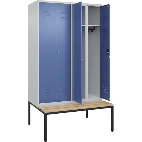 C + P Möbelsysteme C+P | Schwarz-Weiß-Spind Classic Plus Sitzbank | 2 Abteile | lichtgrau/fernblau | B 1200 mm | Zylinderschloss | untergebaut | Buche-Hartholz C + P Möbelsysteme C+P | Schwarz-Weiß-Spind Classic Plus Sitzbank | 2 Abteile | lichtgrau/fernblau | B 1200 mm | Zylinderschloss | untergebaut | Buche-Hartholz von C + P Möbelsysteme