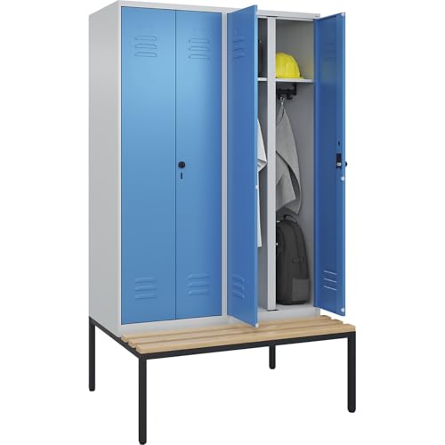 C + P Möbelsysteme C+P | Schwarz-Weiß-Spind Classic Plus Sitzbank | 2 Abteile | lichtgrau/lichtblau | B 1200 mm | Sicherheits-Drehriegel | untergebaut | Buche-Hartholz C + P Möbelsysteme C+P | Schwarz-Weiß-Spind Classic Plus Sitzbank | 2 Abteile | lichtgrau/lichtblau | B 1200 mm | Sicherheits-Drehriegel | untergebaut | Buche-Hartholz von C + P Möbelsysteme