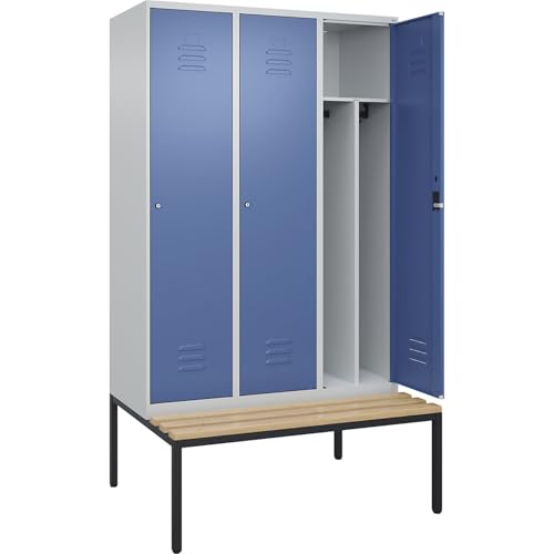 C + P Möbelsysteme C+P | Schwarz-Weiß-Spind Classic Plus Sitzbank | schmal | 3 Abteile | Trennwand verkürzt | lichtgrau/fernblau | B 1200 mm | Zylinderschloss | untergebaut | Buche-Hartholz C + P Möbelsysteme C+P | Schwarz-Weiß-Spind Classic Plus Sitzbank | schmal | 3 Abteile | Trennwand verkürzt | lichtgrau/fernblau | B 1200 mm | Zylinderschloss | untergebaut | Buche-Hartholz von C + P Möbelsysteme