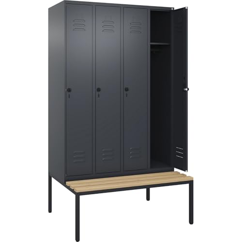 C + P Möbelsysteme C+P | Spind Classic Plus Sitzbank | 4 Abteile | grau | B 1200 mm | Sicherheits-Drehriegel | untergebaut | Buche-Hartholz C + P Möbelsysteme C+P | Spind Classic Plus Sitzbank | 4 Abteile | grau | B 1200 mm | Sicherheits-Drehriegel | untergebaut | Buche-Hartholz von C + P Möbelsysteme