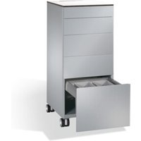 C+P Catering-Caddy Asisto mit Abfallsammler, H1150xB500xT600mm Weißaluminium von C + P Möbelsysteme