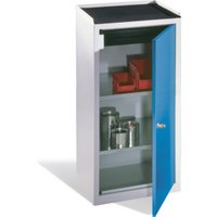 C+P Werkzeug-Beistellschrank mit Drehtür, 2 Böden und Schublade, H1020xB500xT500mm Front Lichtblau Korpus Lichtgrau von C + P Möbelsysteme