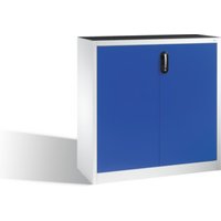 C+P Werkzeug-Beistellschrank mit Drehtüren, innen 2 Böden, H1200xB1200xT500mm Front Enzianblau Korpus Lichtgrau von C + P Möbelsysteme