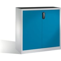 C+P Werkzeug-Beistellschrank mit Drehtüren, innen 2 Böden, H1200xB1200xT500mm Front Lichtblau Korpus Lichtgrau von C + P Möbelsysteme