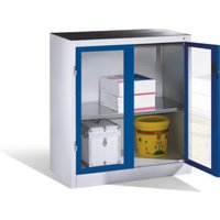 C+P Werkzeug-Beistellschrank mit Sichtfenster-Drehtüren, 1 Boden, H1000xB930xT500mm Front Enzianblau Korpus Lichtgrau von C + P Möbelsysteme