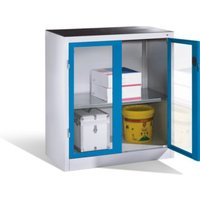 C+P Werkzeug-Beistellschrank mit Sichtfenster-Drehtüren, 1 Boden, H1000xB930xT500mm Front Lichtblau Korpus Lichtgrau von C + P Möbelsysteme