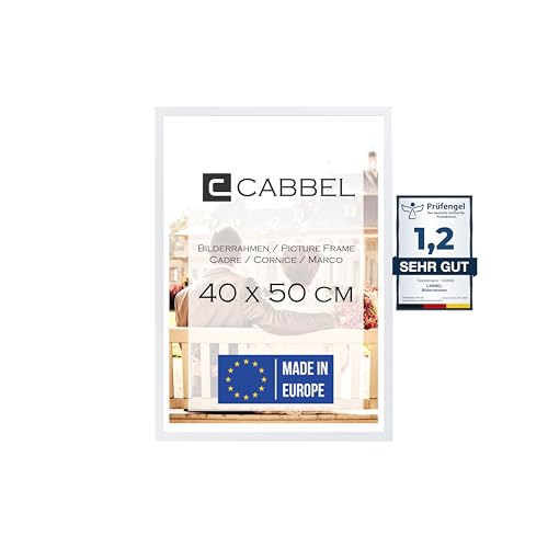 CABBEL Einzelpack (1 STK.) Bilderrahmen 40x50 cm MDF Holz-Rahmen in Weiß | mit bruchsicherem Plexi-Glas/Modern von CABBEL
