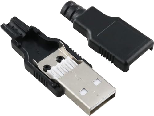 CABLEPELADO USB-Stecker Typ A, USB-Adapter Typ A, 4-poliger USB-Stecker zum Löten, USB-Stecker Typ A Schweißen, Nennspannung 30 V, männlich, USB 2.0, Schwarz von CABLEPELADO