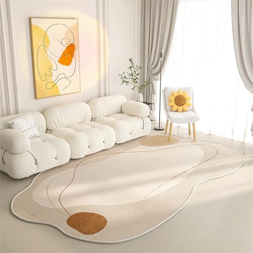 CAFETU Moderne abstrakte runde Teppiche unter dem Tisch für Heimbüro-Dekor, geometrischer Teppich, Kreis-Teppich, Fußmatten von CAFETU