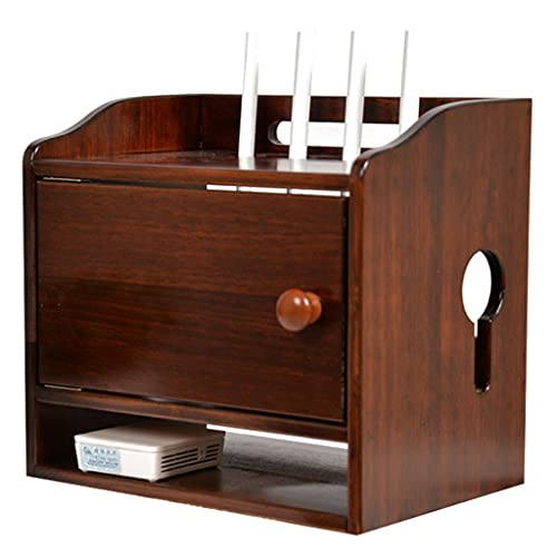 CAFIEDR Lagerregale WiFi-Router-Aufbewahrungsbox Massivholzdraht-Finishing-Box Wohnzimmer Schlafzimmer Lagerregal Patchpanel-Aufbewahrungsbox von CAFIEDR