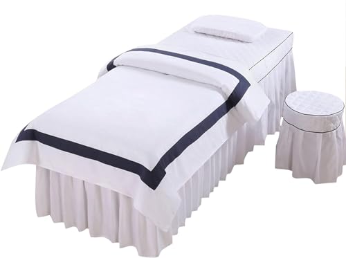 CAFIEDR Massagetisch-Bettbezug mit Loch, Kosmetiktischbezug, Vier Sets weißer hochwertiger europäischer minimalistischer Kosmetiktischbezug für Massagebehandlungen (weiß 70 x 185 cm) von CAFIEDR