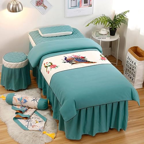 CAFIEDR Massagetisch-Bettbezug mit Loch, vierteiliger Kosmetiktischbezug, einfacher Kosmetiktisch-Bettbezug, spezieller Massagetischbezug (grün, 70 x 185 cm) von CAFIEDR