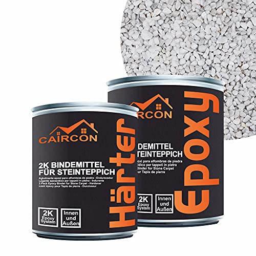 Steinteppich Set Epoxidharz Bindemittel Marmorkies 25Kg Weiß - Bianco Carrara 4-8mm von CAIRCON