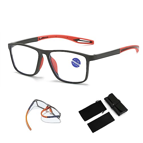 Men's Sports Ultra-Light Anti-Blue Light Presbyopic Glasses, Cycling Dual Focus Reading Glasses Portable Ultra-Light Readers. (2 x, Orange) von CAKERS