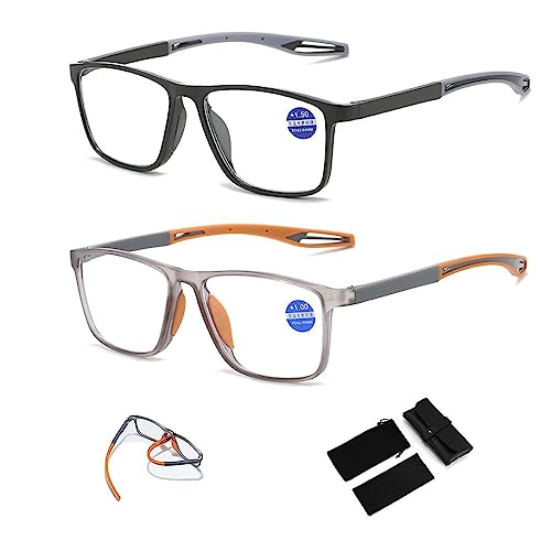 Men's Sports Ultra-Light Anti-Blue Light Presbyopic Glasses, Cycling Dual Focus Reading Glasses Portable Ultra-Light Readers. (2.5 x, Black+Red) von CAKERS