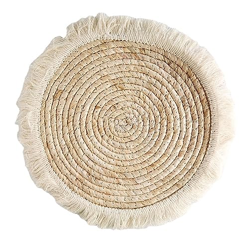 Runde Tischsets Aus Naturgrasgeflecht, Tischset Im Vintage-Landhausstil, Tischsets Im Landhausstil Für Die Esszimmer- Und Küchendekoration,4 STÜCK,38 cm (14,9 Zoll) von CAKERS