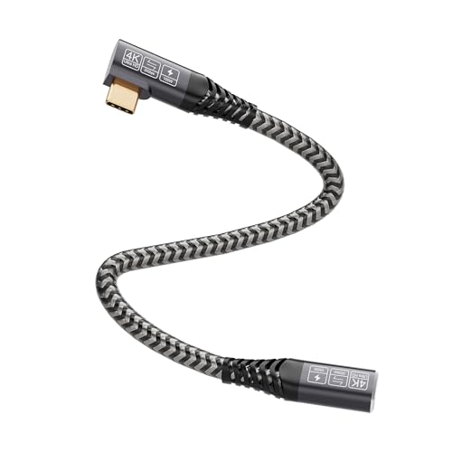 CAKOBLE USB C Verlängerung 20Gbps 100W/5A, USB C Kabel Verlängerung Unterstützt USB 3.2 Gen2,USB 3.1, USB 3.0, 4K @ 60Hz Kompatibel USB C Hub/USB C iPhone 15 ladegerät 0.25M usb c verlängerung 90 grad von CAKOBLE