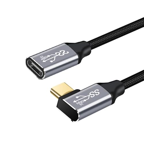 CAKOBLE Rechtwinkliges USB C-Verlängerungskabel, 10Gbps USB Typ C zu USB C Kabel 3.1 Gen 2 90-Grad-Ellbogen-Design Stecker auf Buchse Verlängerung, 100W 20V/5A 4K@60Hz USB C Adapter, 1m von CAKOBLE