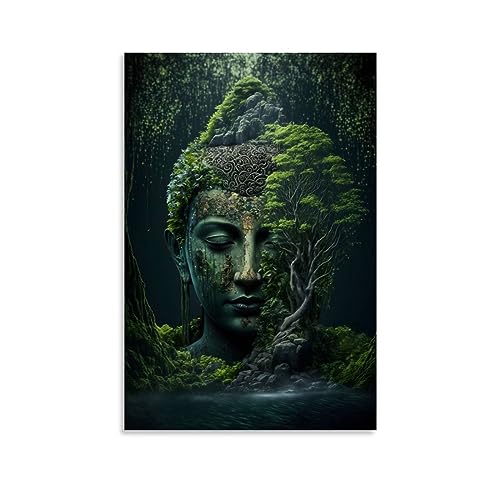 Buddha in Nature Poster, dekoratives Gemälde, Leinwand-Wandposter und Kunstdruck, modernes Familienschlafzimmer-Dekor-Poster, 60 x 90 cm von CALMR