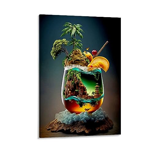 Buntes Cocktail-Poster, dekoratives Gemälde, Leinwand-Wandposter und Kunstdruck, modernes Familienschlafzimmer-Dekor-Poster, 40 x 60 cm von CALMR