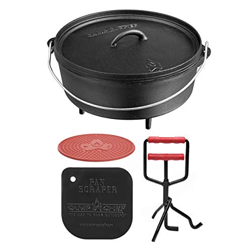 camp chef KS0332 Camp Chef Set: Classic Dutch Oven SDO-12 mit Profi-Deckelheber, Hot Pad und Reinigungsschaber von CAMP CHEF