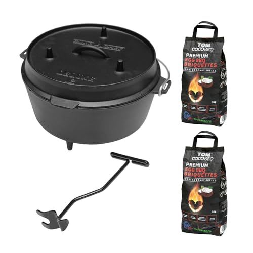 camp chef KS0861 Camp Chef Deluxe Dutch Oven DO-12 + TOM COCO Grill-Kokoskohlebriketts 2er-Pack von CAMP CHEF