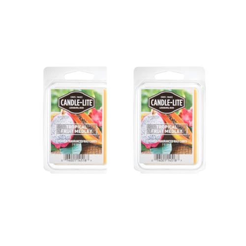 CANDLE-LITE 2er Set Duftwachs für Duftlampe | Tropical Fruit Medley | 6 Duftwachswürfel für Duftlampe | Wax Melts | Duftlampe Wachs von CANDLE-LITE