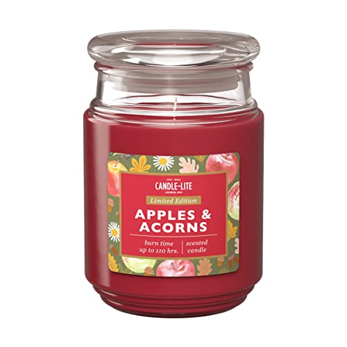 Candle-Lite Duftkerze im Glas mit Deckel | Apples & Acorns | Duftkerze Fruchtig | Kerzen lange Brenndauer (bis 110h) | Kerzen Rot | Duftkerze Groß (510g) von CANDLE-LITE