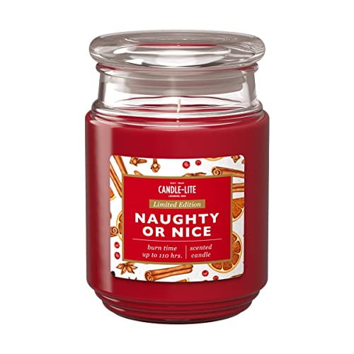 Candle-Lite Duftkerze im Glas mit Deckel | Naughty Or Nice | Duftkerze Zimt | Kerzen lange Brenndauer (bis 110h) | Kerzen Rot | Duftkerze Groß (510g) von CANDLE-LITE