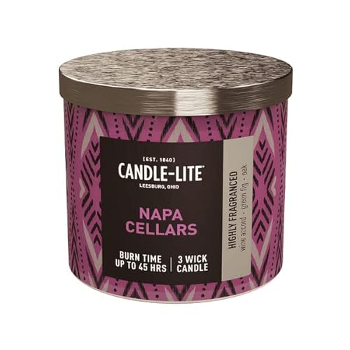 Candle Lite Duftkerze im Glas mit Deckel | Napa Cellars | Duftkerze Beeren | Kerze 3 Docht | Kerzen lange Brenndauer bis zu 45 Stunden | Kerze Groß (396g) von CANDLE-LITE