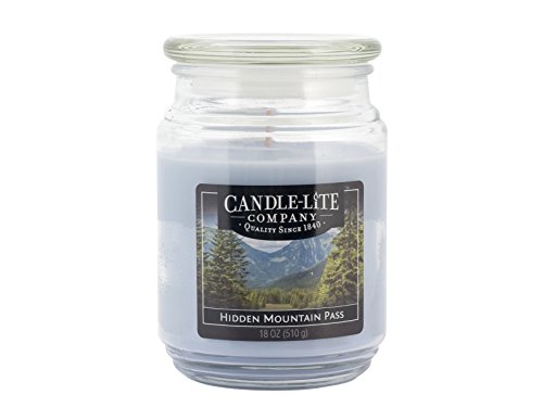 Candle-lite - Duftkerze im Glas, Hidden Mountain Pass 510g, Blau, 10 x 10 x 14.5 cm von CANDLE-LITE