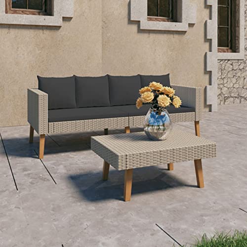 CANLAY 2-TLG. Garten-Lounge-Set mit Auflagen, Gartenlounge, Balkon Möbel, Terrassenmöbel, Lounge Gartenmöbel Set, Loungemöbel Terrasse, Balkon Lounge Set, Poly Rattan Beige von CANLAY