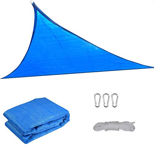 Dreieckiges Sonnensegel, UV-beständige Schattenüberdachung aus stabilem, hochdichtem Polyethylen (100% HDPE) für Outdoor-Garten-Terrassenpartys mit Seil (1x1x1m, blau) von CANYUE