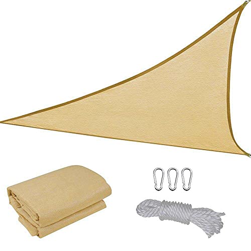 Dreieckiges Sonnensegel, UV-beständige Schattenüberdachung aus stabilem, hochdichtem Polyethylen (100% HDPE) für Outdoor-Garten-Terrassenpartys mit Seil (2x2x2m, Beige) von CANYUE