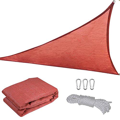 Dreieckiges Sonnensegel, UV-beständige Schattenüberdachung aus stabilem, hochdichtem Polyethylen (100% HDPE) für Outdoor-Garten-Terrassenpartys mit Seil (2x2x2m, rot) von CANYUE