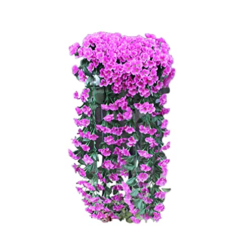 CAOQAO Gefälschter Korb, Violette Orchideen-Blumen, Seide, zum Aufhängen, Glyzinien, hängende Reben, Blumen, Girlande, Wand, künstliche künstliche Blumen Balkonpflanzen Künstlich (Purple, One Size) von CAOQAO