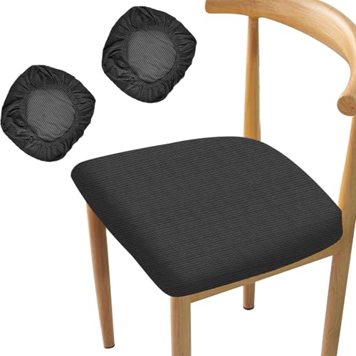 CAREDGO 2 Stück Sitzbezug Stuhl Stuhlhussen 38-50cm Stuhlüberzug Bürostuhl Hussen Stuhl Esszimmerstühle Schwarz Stretch Bezug für Stühle Waschbar Drehstuhl Hussen Stuhl Sitzbezug Sitzschutz für Stühle von CAREDGO