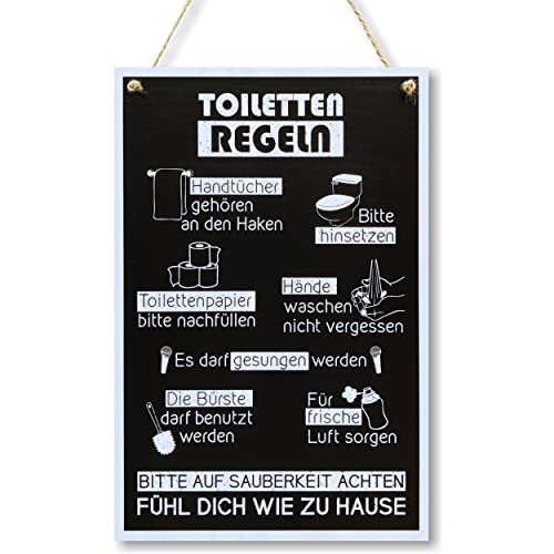 CARISPIBET Toiletten Regeln Wohnkultur Dekoschild Hausdeko Wandkunst Hängeornamente dekoratives Plaketten 30 x 20 cm von CARISPIBET