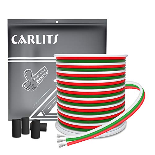 CARLITS 22 AWG 20 m 3 Leiter kabel Drahtseilleitung Verseiltes Verzinntes Kupfer 22 Gauge 3x0.3mm² Farb Draht 12 V 24 V DC für WS2812b WS2811 Traum Farbe LED Licht Bänder von CARLITS